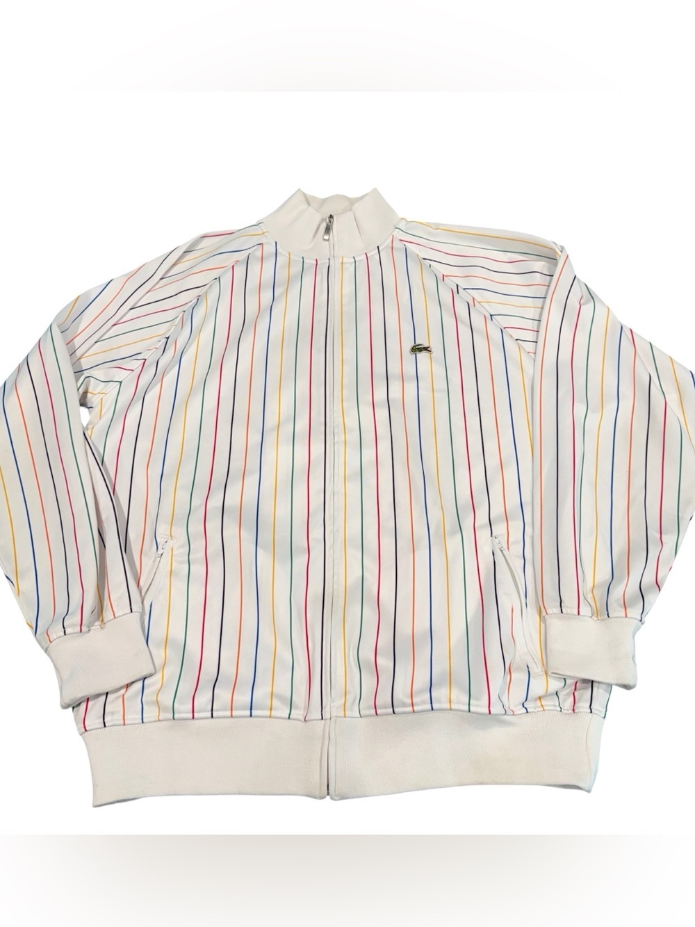 Lacoste vintage rainbow stripe men’s size 8 US 3XL jacket full zip READ